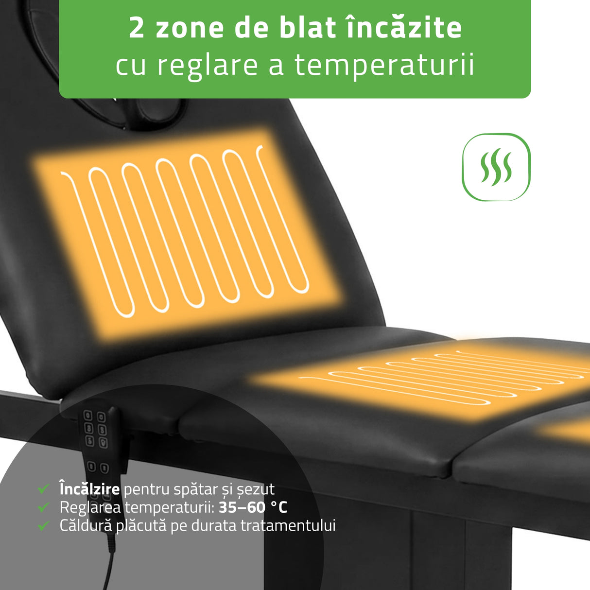 Pat cosmetic electric încălzit | Serenity ERGO 4 | Panou Control | Telecomandă Manuală | 3 motoare | 3 ani garanție!