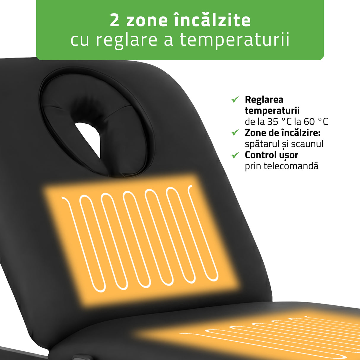 Pat cosmetic electric încălzit pentru masaj și tratamente SPA | 2 motoare | Camilla ERGO 2 | Telecomandă Manuală | 3 ani garanție!
