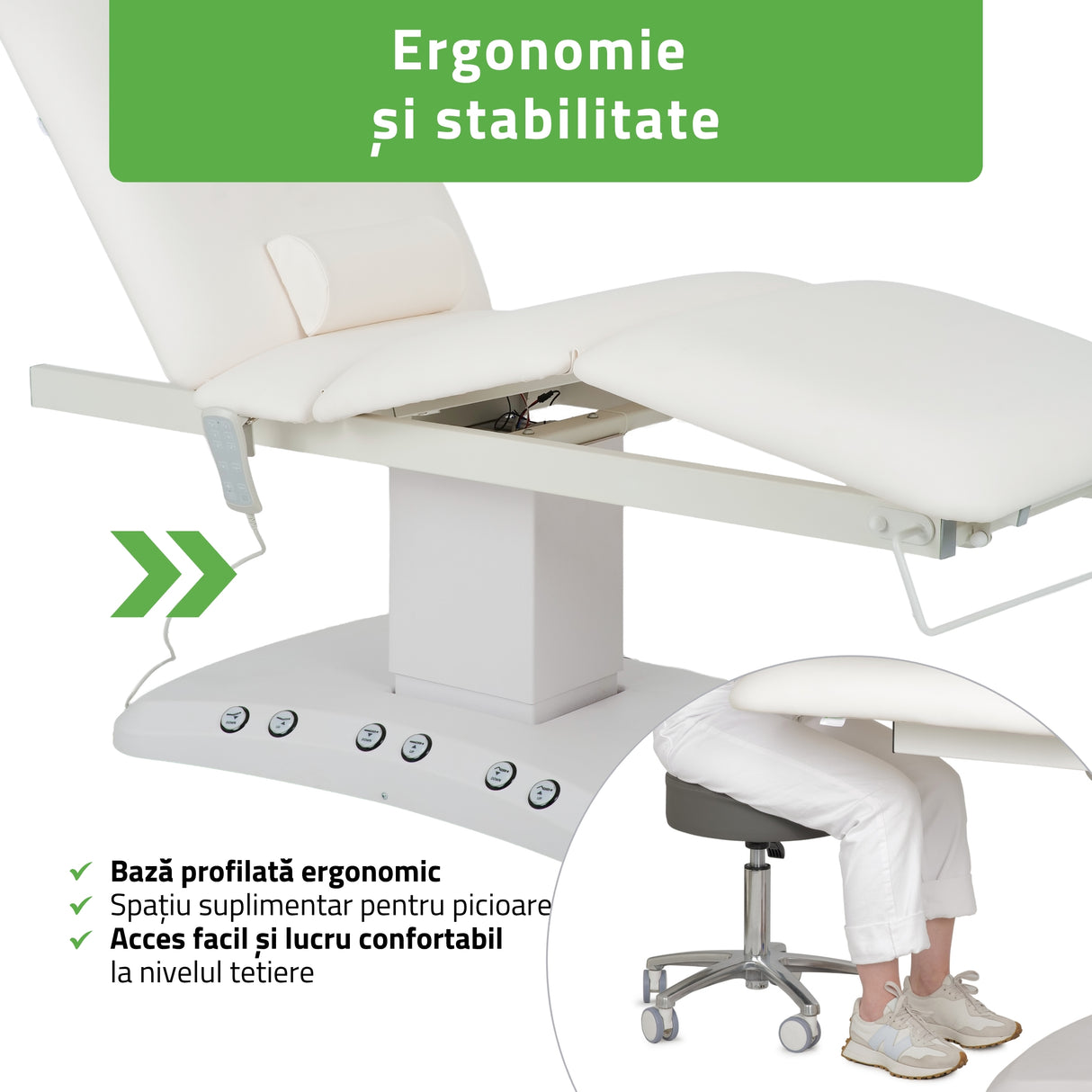 Pat cosmetic electric încălzit | Serenity ERGO 4 | Panou Control | Telecomandă Manuală | 3 motoare | 3 ani garanție!