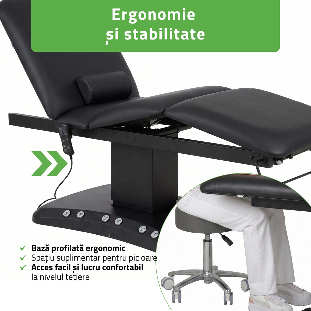 Pat cosmetic electric încălzit | Serenity ERGO 4 | Panou Control | Telecomandă Manuală | 3 motoare | 3 ani garanție!
