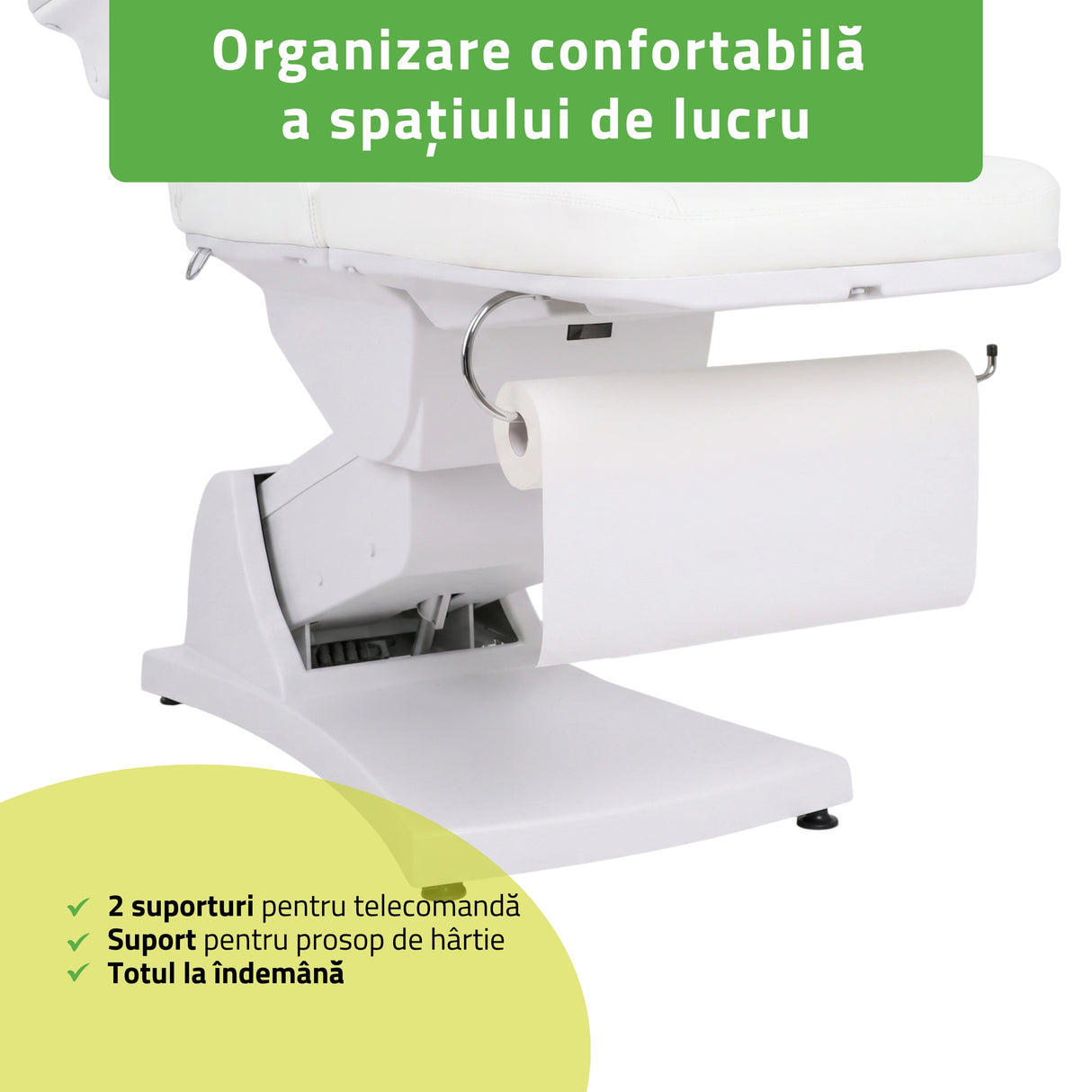Fotoliu cosmetic electric | Velora PRO 4 | Scaun cosmetic cu reglare electrică | Telecomandă manuală | 4 motoare | 3 ani garanție