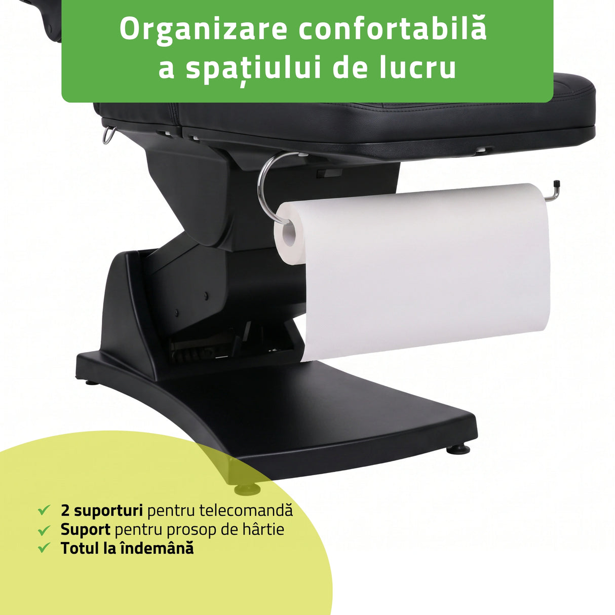 Fotoliu cosmetic electric | Velora PRO 4 | Scaun cosmetic cu reglare electrică | Telecomandă manuală | 4 motoare | 3 ani garanție