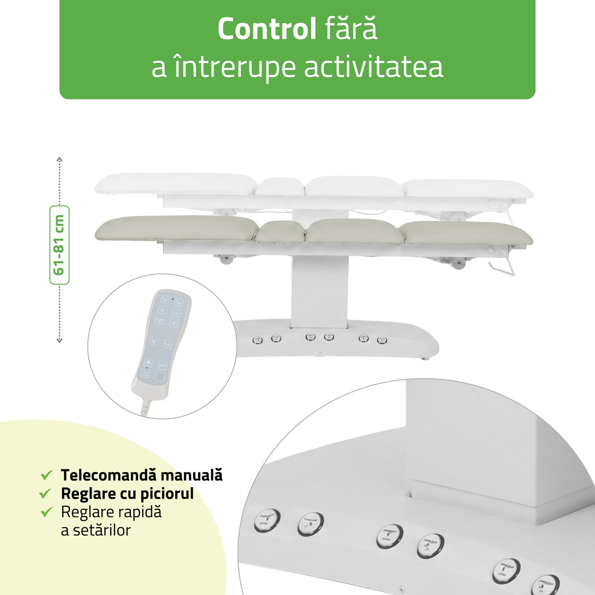 Pat cosmetic electric încălzit | Serenity ERGO 4 | Panou Control | Telecomandă Manuală | 3 motoare | 3 ani garanție!