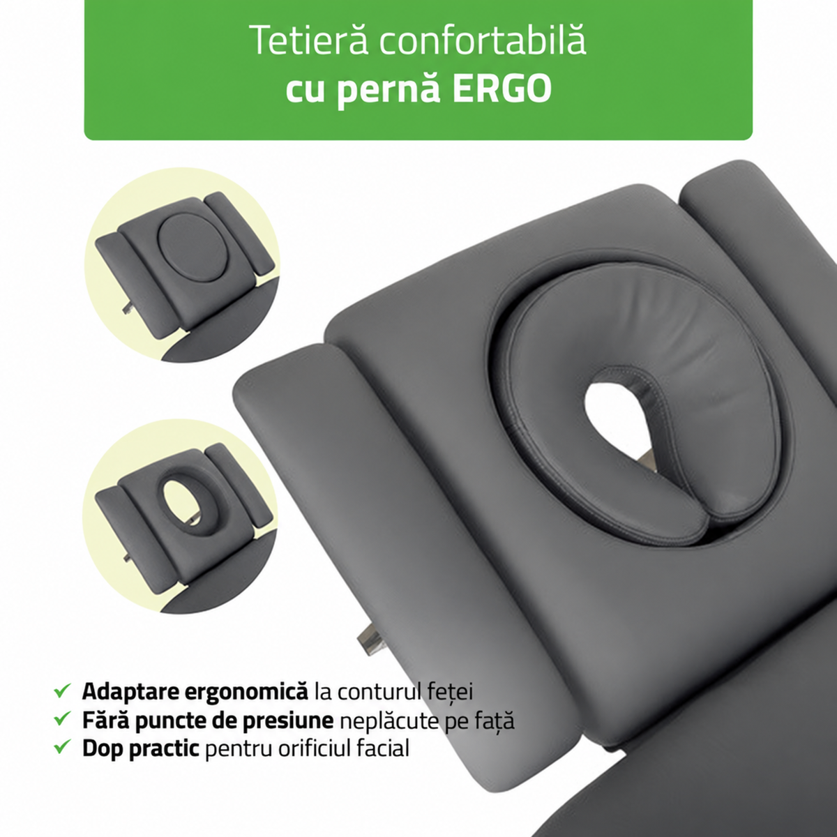 Masă de masaj electrică Fortis 4 Ergo | 4 segmente | Telecomandă manuală | Ramă de control