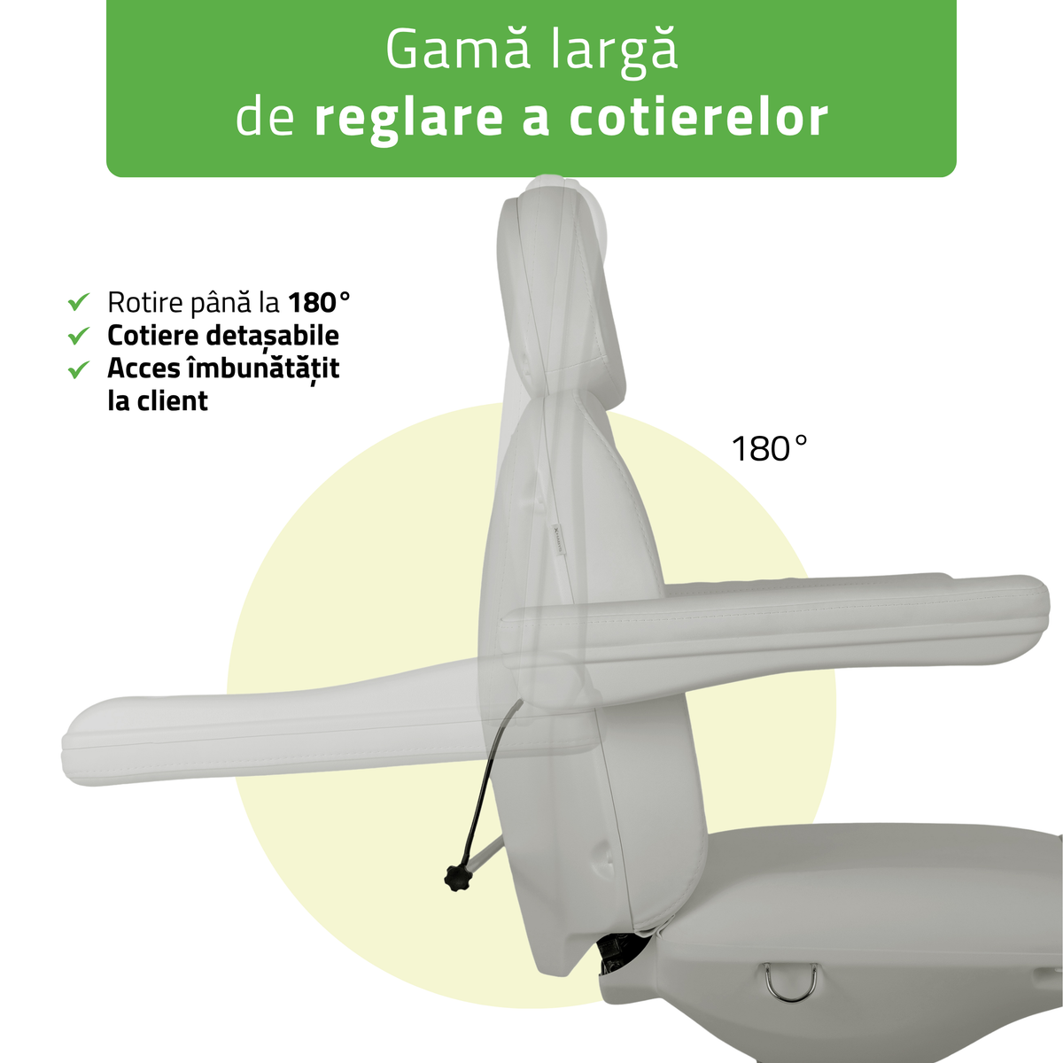 Pat cosmetic electric | Ravia PRO 3 | Fotoliu cosmetic cu reglare electrică | Telecomandă de manuală | 4 motoare electrice