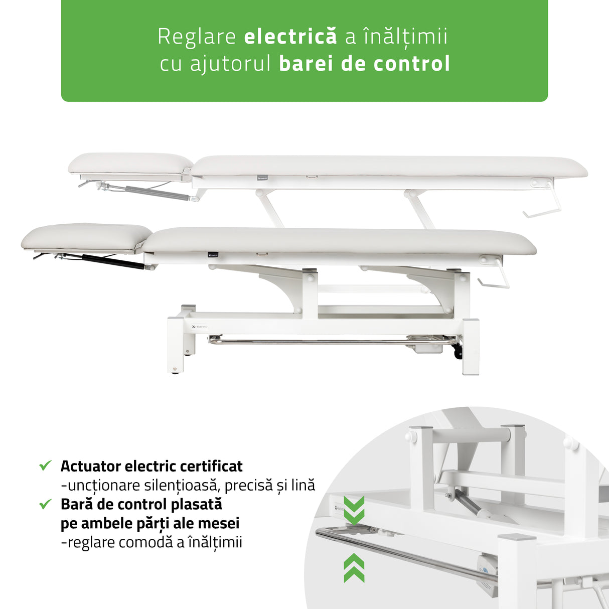 Masă de masaj electrică Fortis 2 Ergo | 2 segmente | Gri deschis-Alb / Gri-Negru | HR SR | Garanție 3 ani