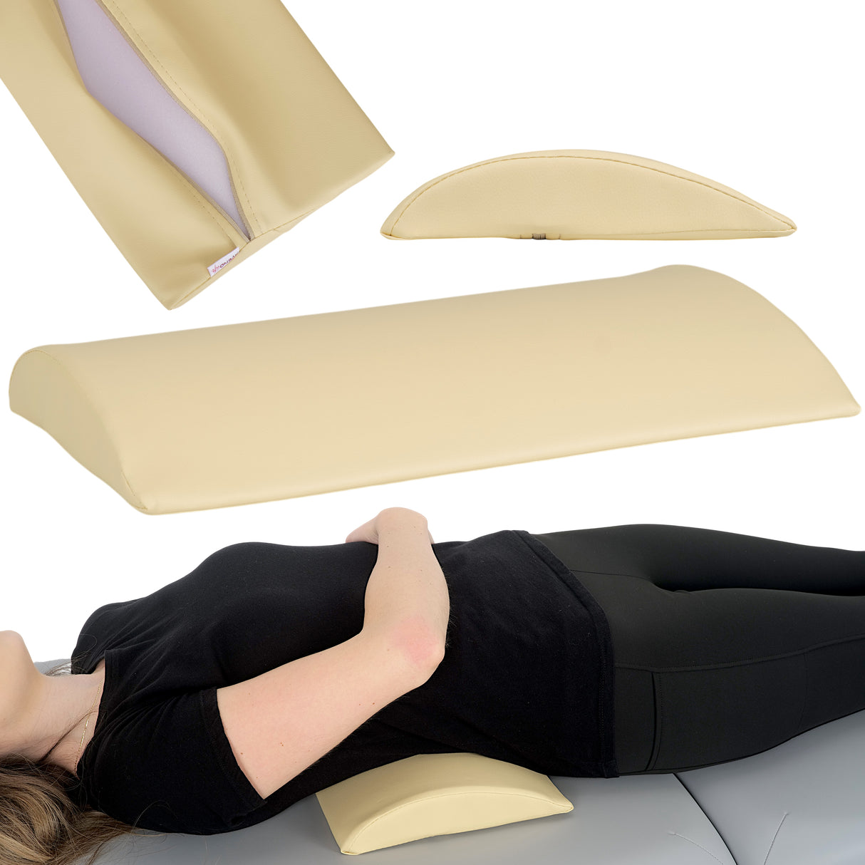 Pernă semi-cilindru de poziționare lombară pentru masaj 40x25x5 cm | Comfy Base