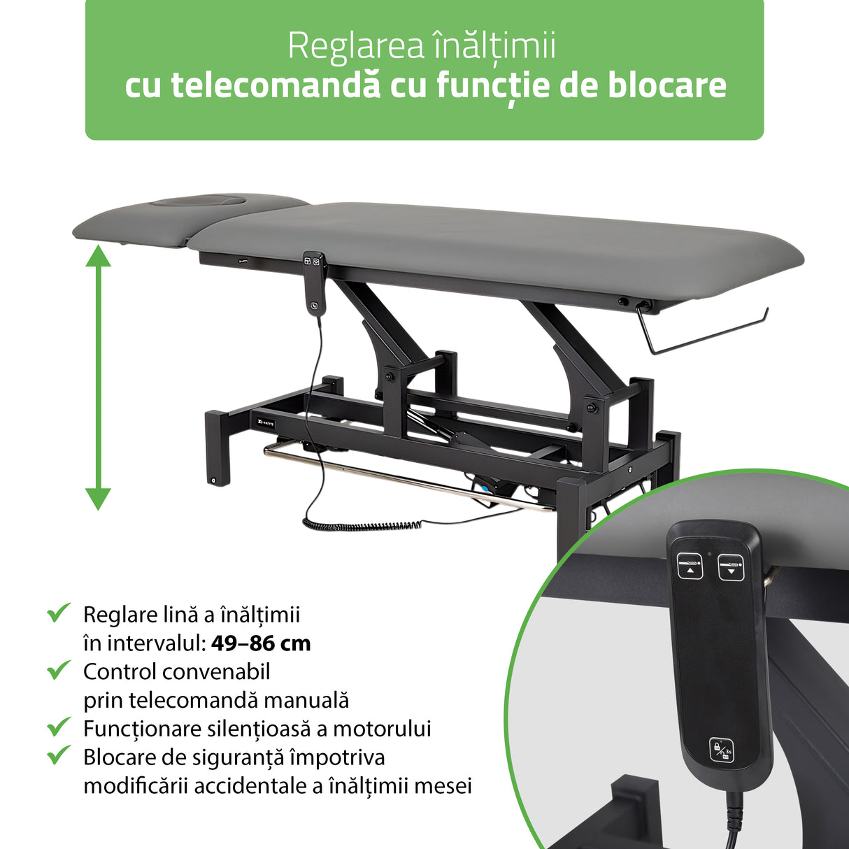 Masă de masaj electrică Fortis 2 Ergo | 2 segmente | Gri deschis-Alb / Gri-Negru | HR SR | Garanție 3 ani