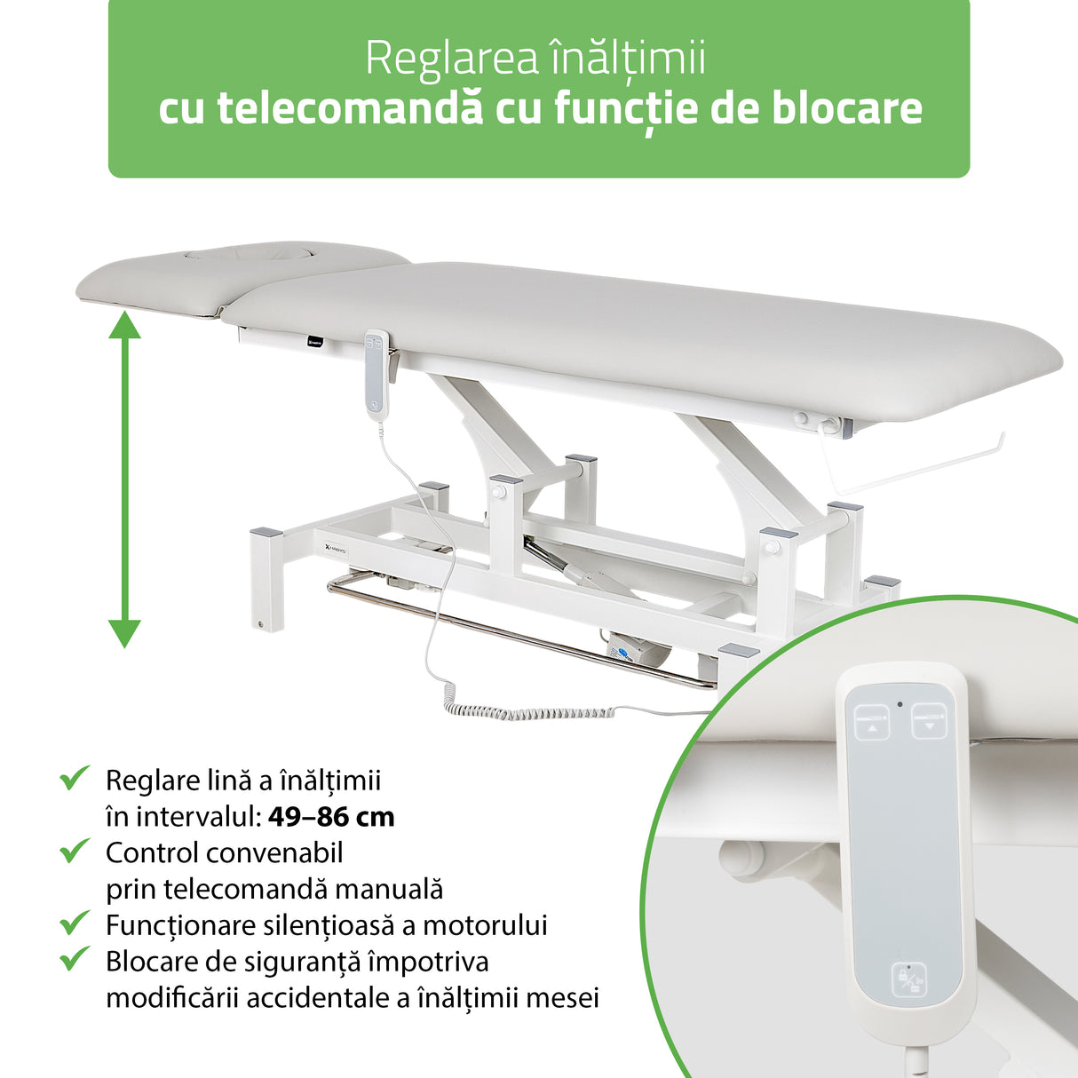 Masă de masaj electrică Fortis 2 Ergo | 2 segmente | Gri deschis-Alb / Gri-Negru | HR SR | Garanție 3 ani
