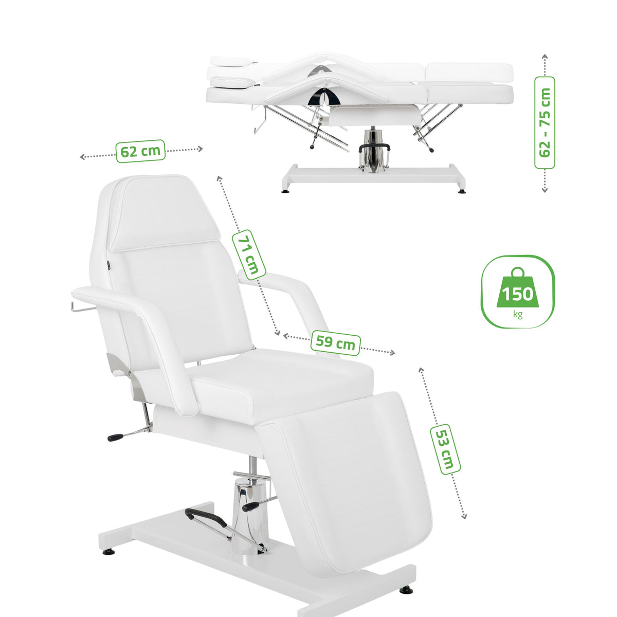 Fotoliu cosmetică Alora | Sistem de Reglare a înălțimii Hidraulic