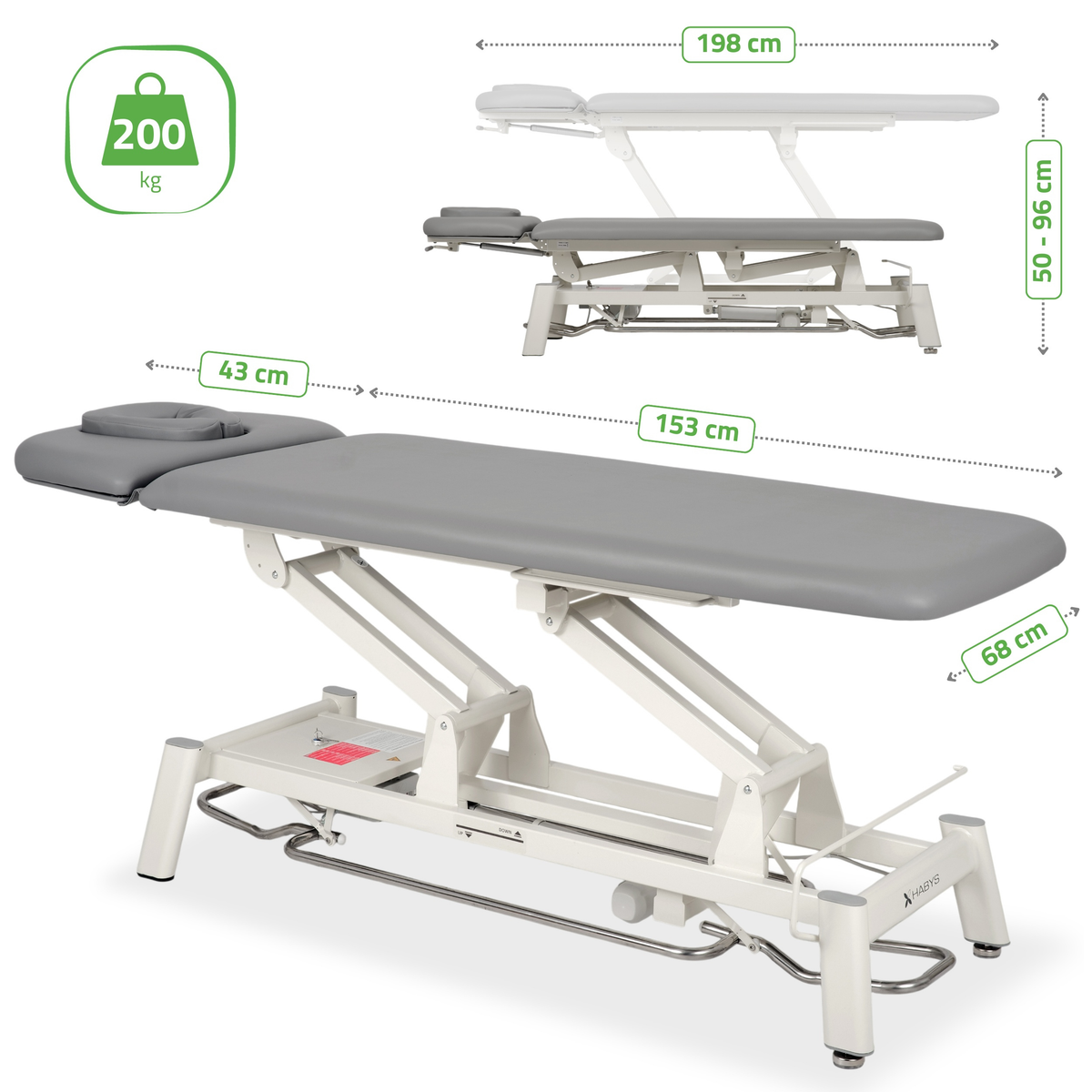 Masă de masaj electrică Proxima V2 ERGO | Pat de masaj electric | 2-Segmente | Telecomandă manuală | Ramă de control