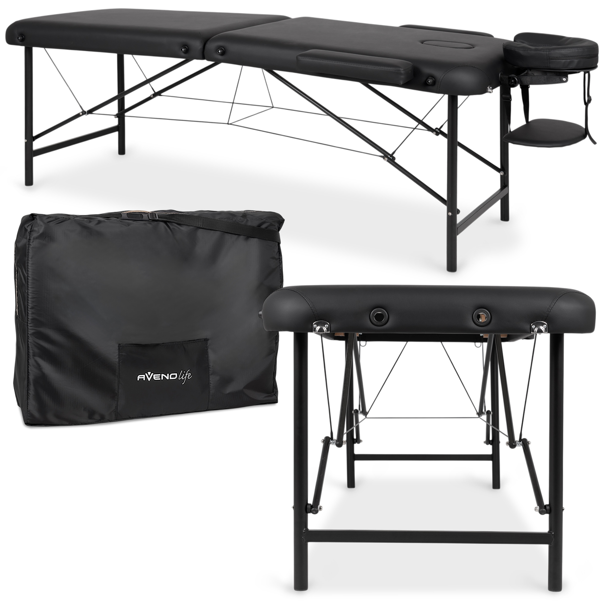 Masă de masaj pliabilă Rico | Pat cosmetică  | Negru  |  60 / 70 cm