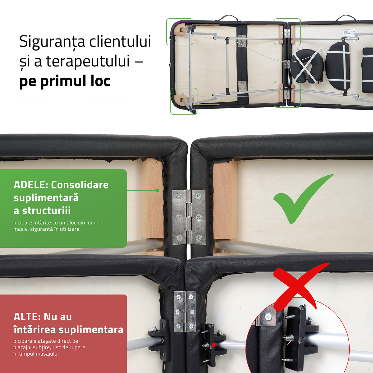 Masă de masaj pliabilă Adele | Pat cosmetică Negru