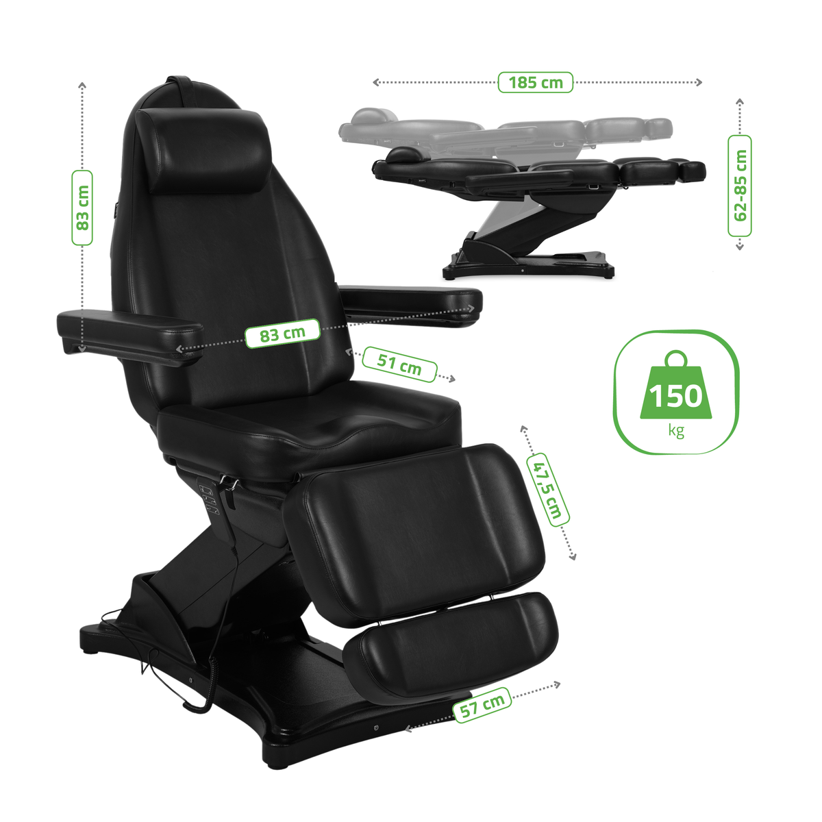 Fotoliu cosmetic, electric Elara PRO 4 | Telecomandă manuală