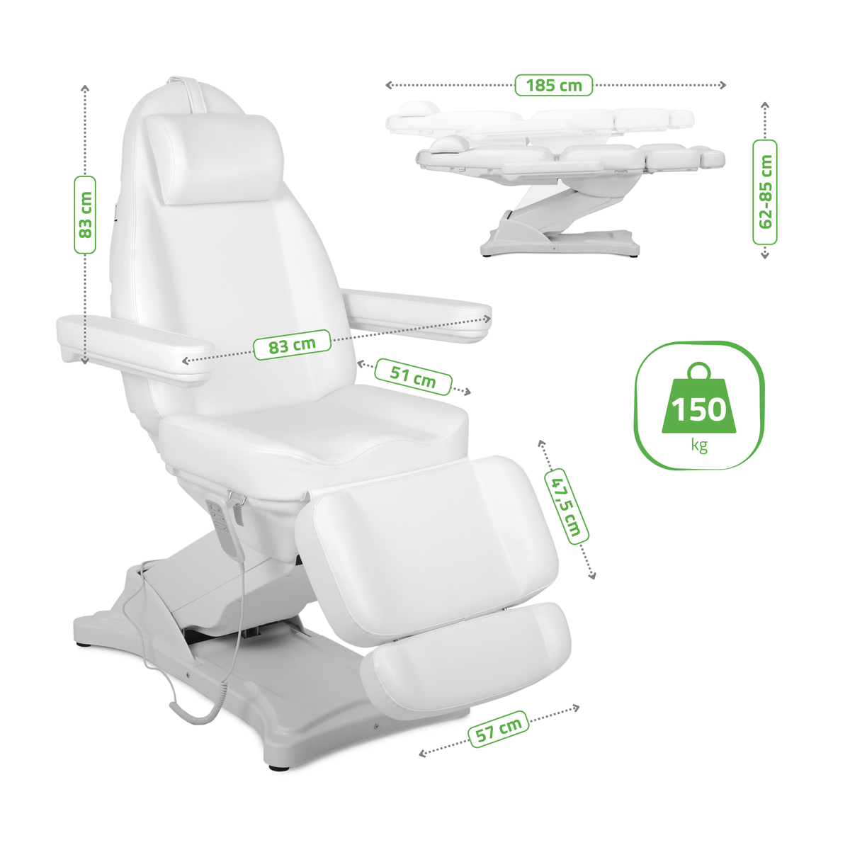 Fotoliu cosmetic, electric Elara PRO 4 | Telecomandă manuală