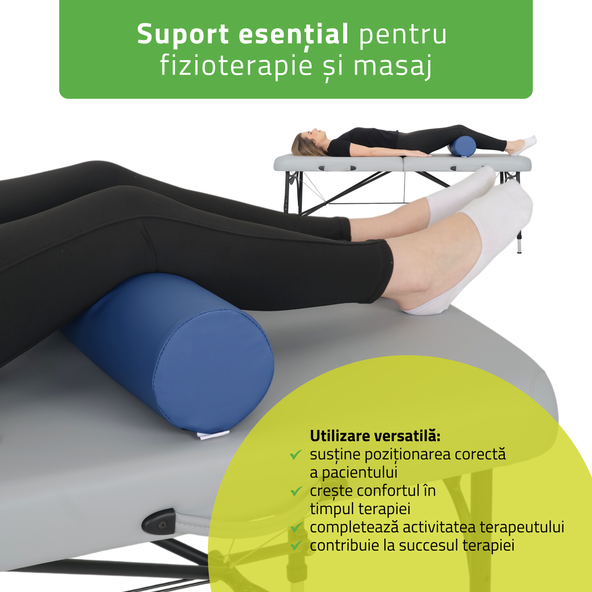 Pernă cilindru de poziționare pentru masaj 15x60 cm | Comfy Base
