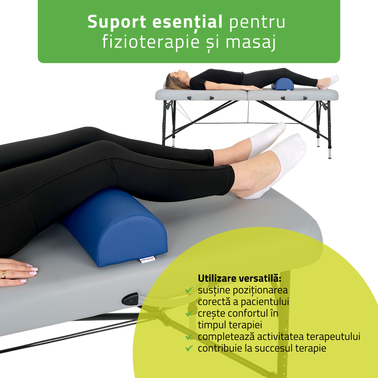 Pernă semi-cilindru de poziționare pentru masaj 60x18x12 cm | Comfy Base
