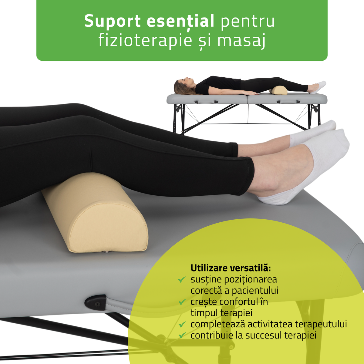 Pernă semi-cilindru de poziționare pentru masaj 60x15x10 cm | Comfy Base