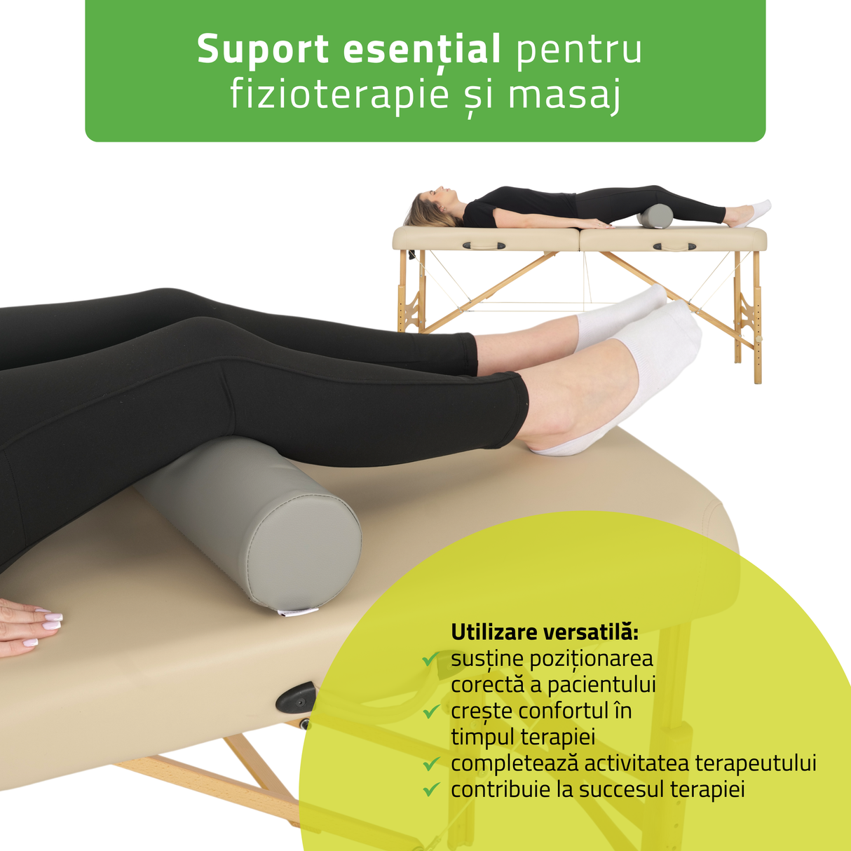 Pernă cilindru de poziționare pentru masaj 12x60 cm | Comfy Base
