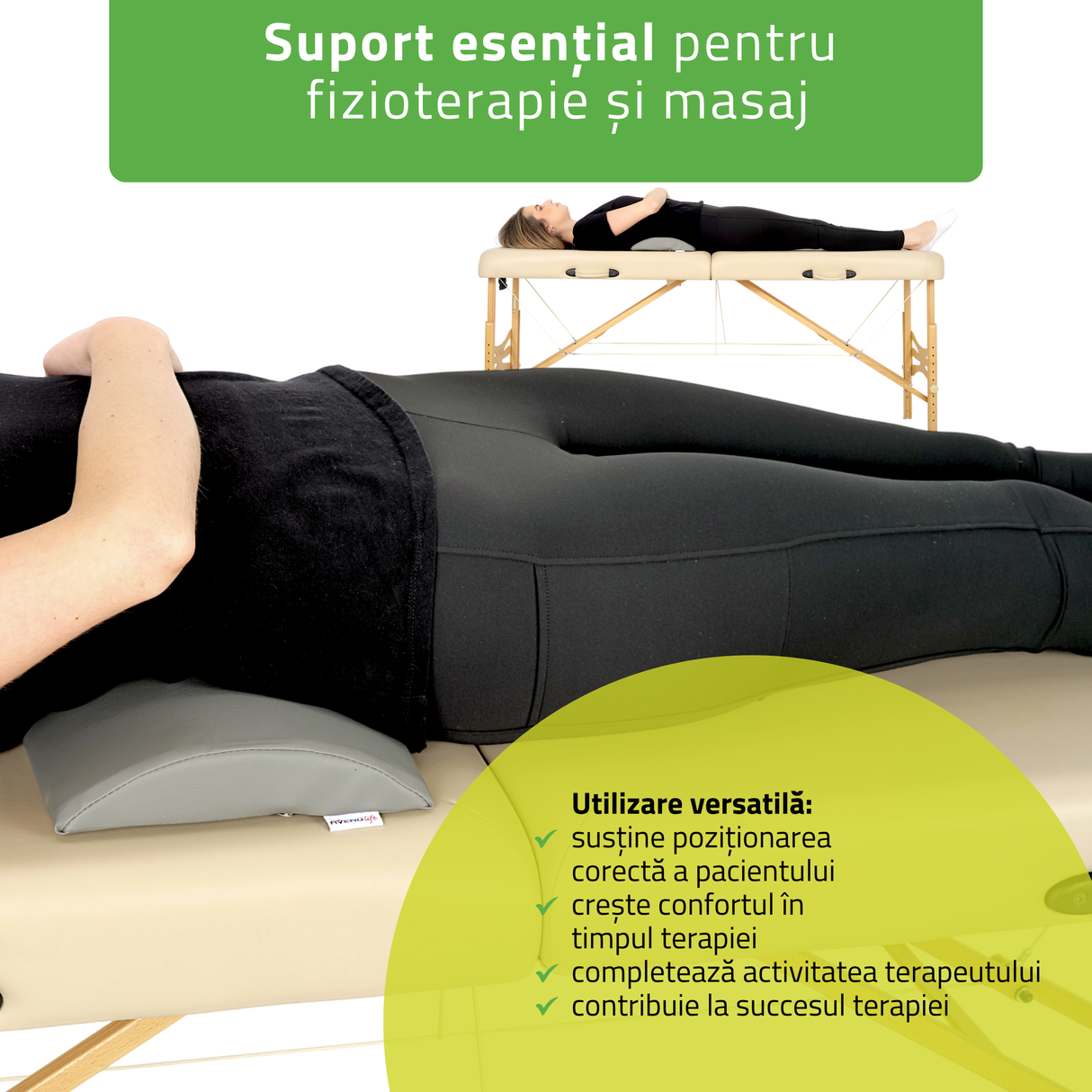 Pernă semi-cilindru de poziționare lombară pentru masaj 40x25x5 cm | Comfy Base