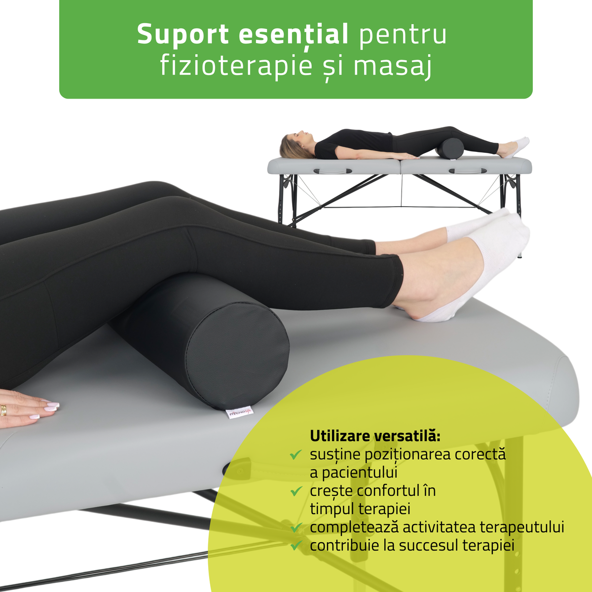 Pernă cilindru de poziționare pentru masaj 15x60 cm | Comfy Base