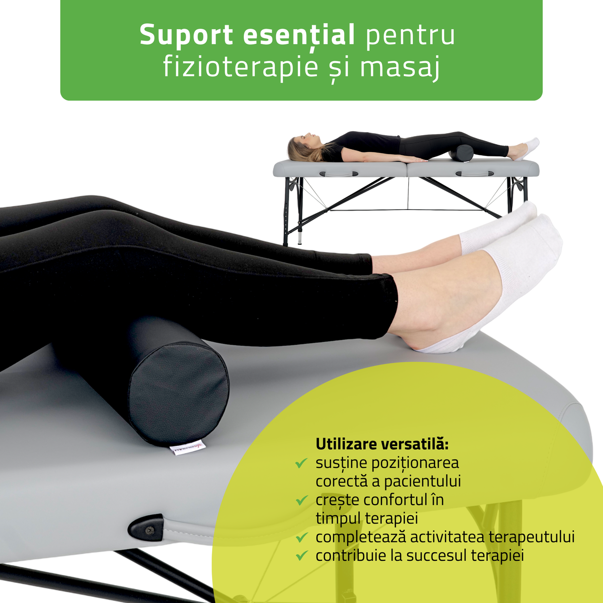 Pernă cilindru de poziționare pentru masaj 12x60 cm | Comfy Base