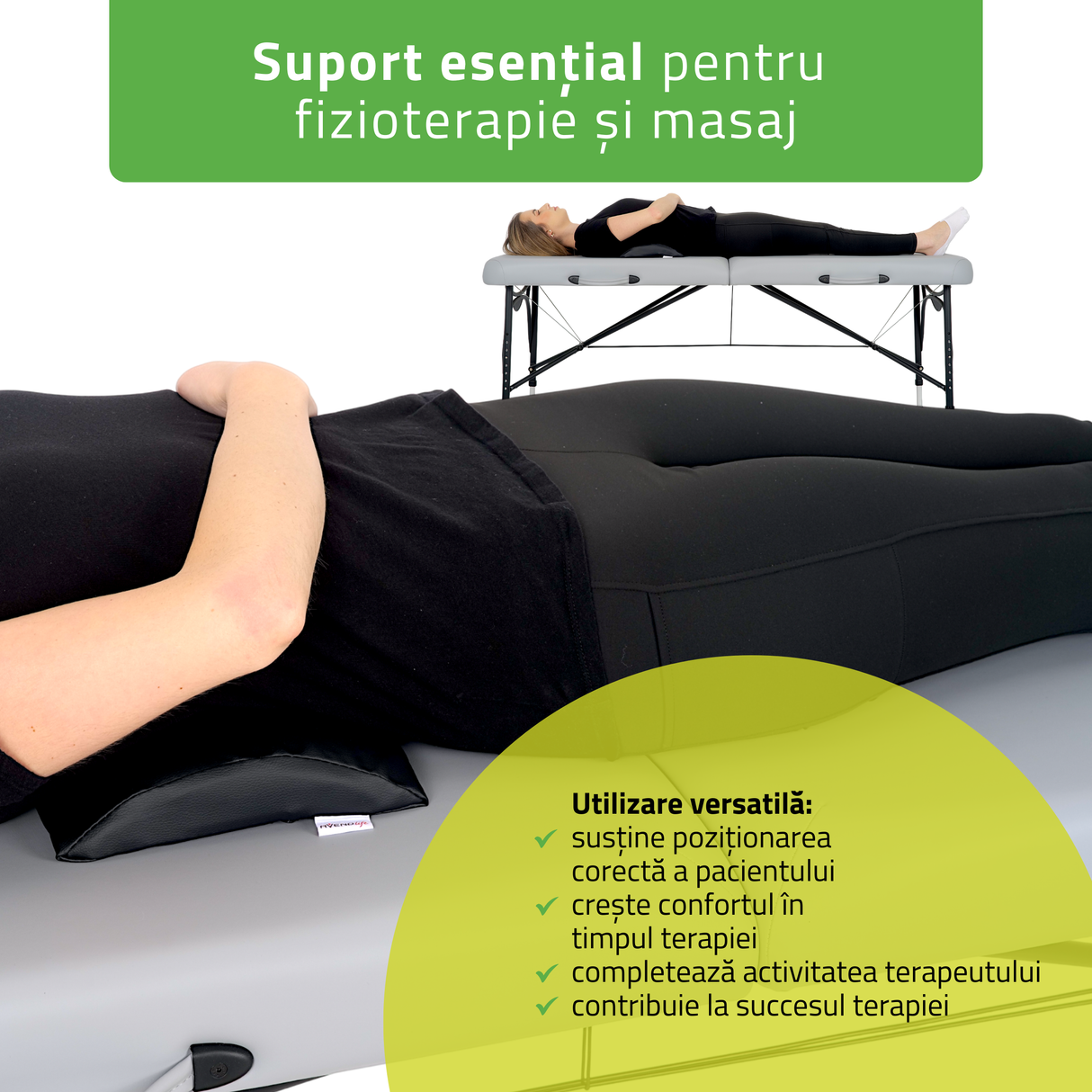 Pernă semi-cilindru de poziționare lombară pentru masaj 40x25x5 cm | Comfy Base
