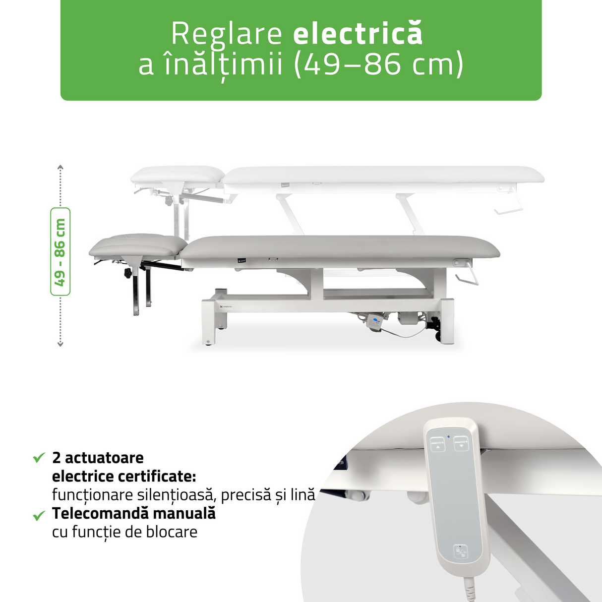 Masă de masaj electrică Fortis 4 Ergo | Pat de masaj electric | 4 segmente | Telecomandă Manuală | 3 ani garanție!
