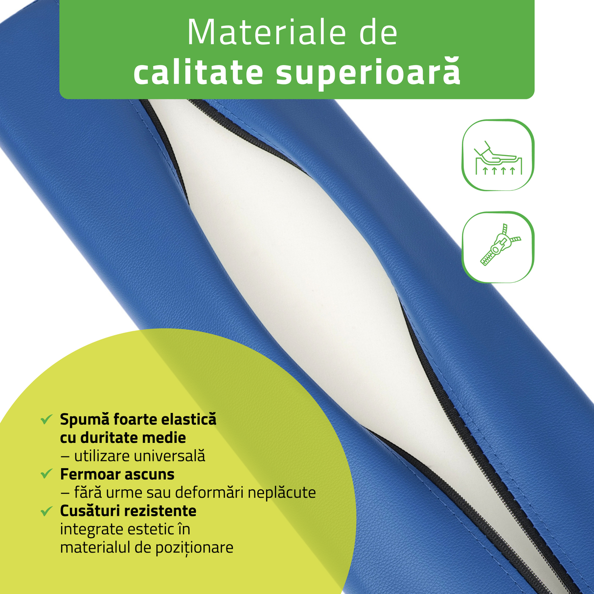 Pernă semi-cilindru de poziționare pentru masaj 60x18x12 cm | Comfy Base