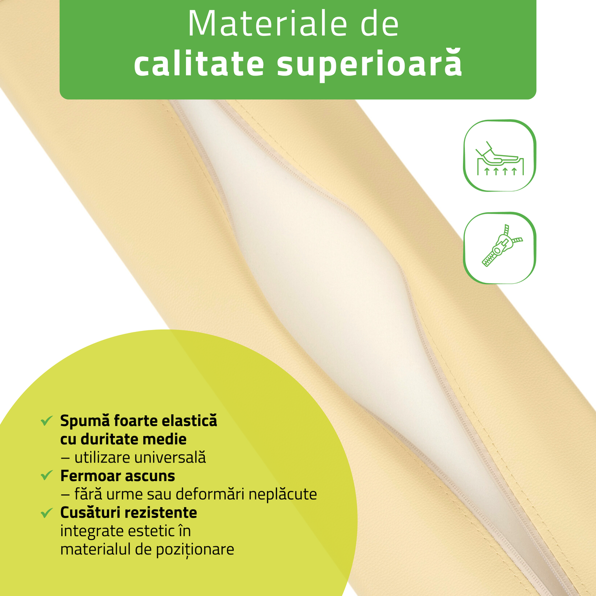 Pernă semi-cilindru de poziționare pentru masaj 60x18x12 cm | Comfy Base