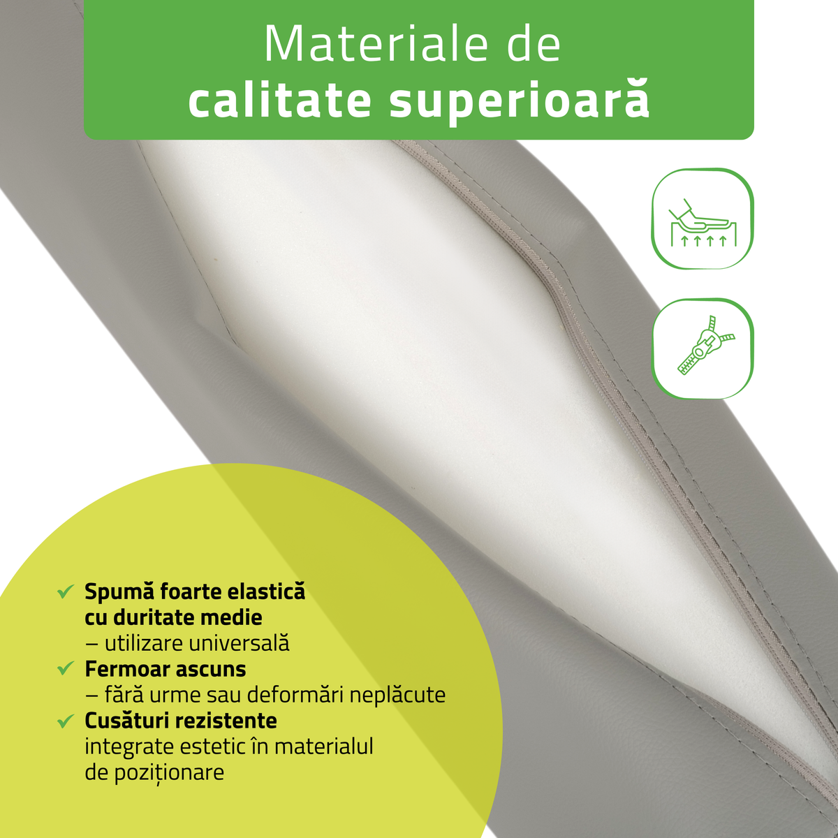 Pernă cilindru de poziționare pentru masaj 15x60 cm | Comfy Base