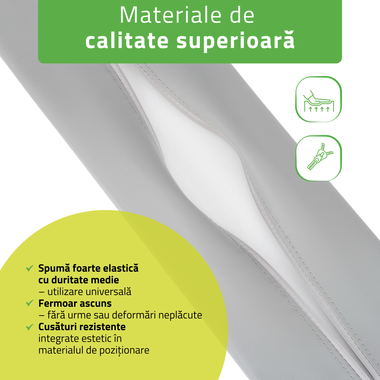 Pernă semi-cilindru de poziționare pentru masaj 60x18x12 cm | Comfy Base