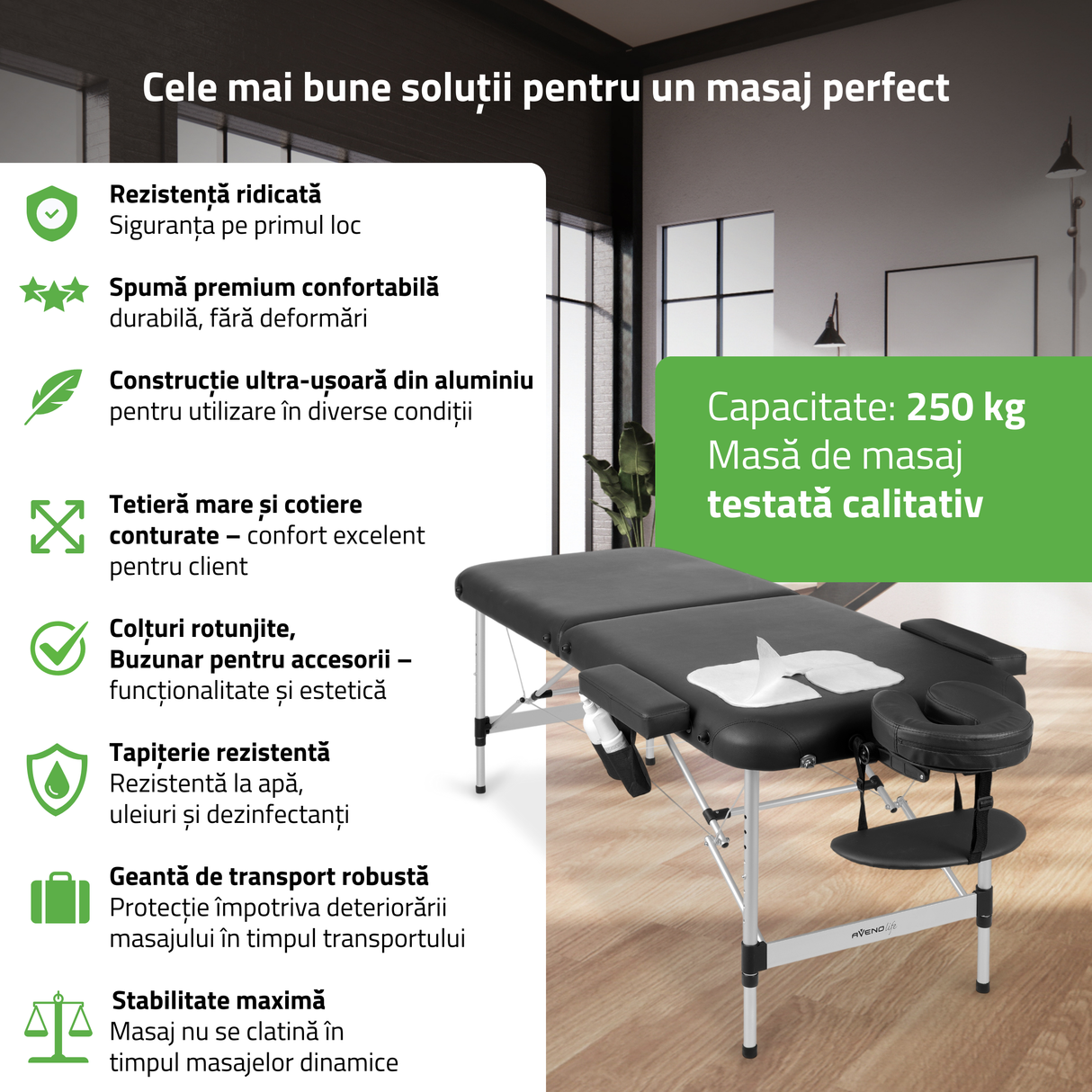 Masă de masaj pliabilă Nadia | Pat cosmetică | 60 cm