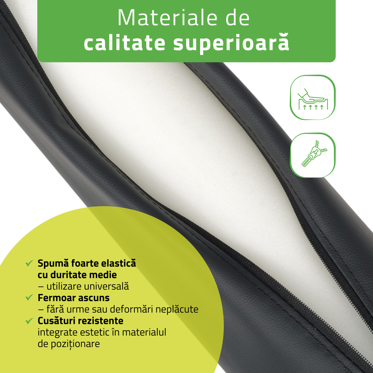 Pernă cilindru de poziționare pentru masaj 15x60 cm | Comfy Base