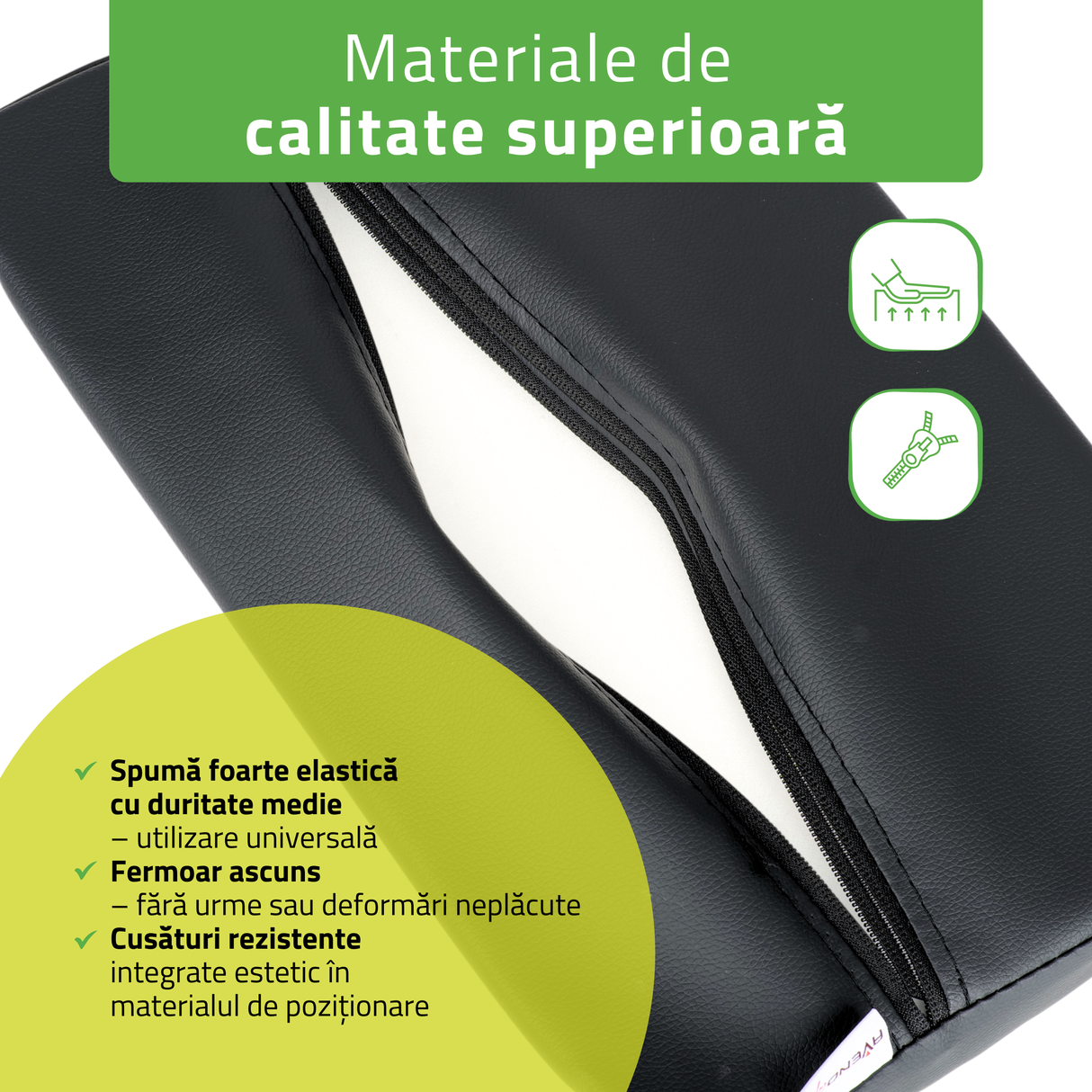 Pernă semi-cilindru de poziționare lombară pentru masaj 40x25x5 cm | Comfy Base