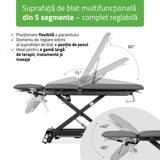 Masă de masaj electrică Evero Cross X5 Ergo | 5 segmente | Cadru de control | Gri | 3 ani garanție