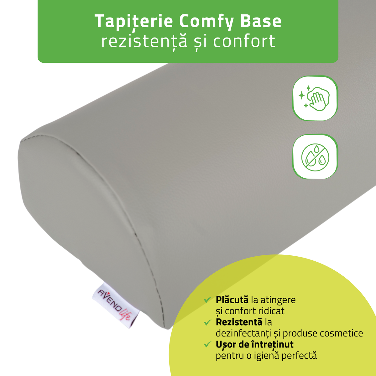 Pernă semi-cilindru de poziționare pentru masaj 60x15x10 cm | Comfy Base