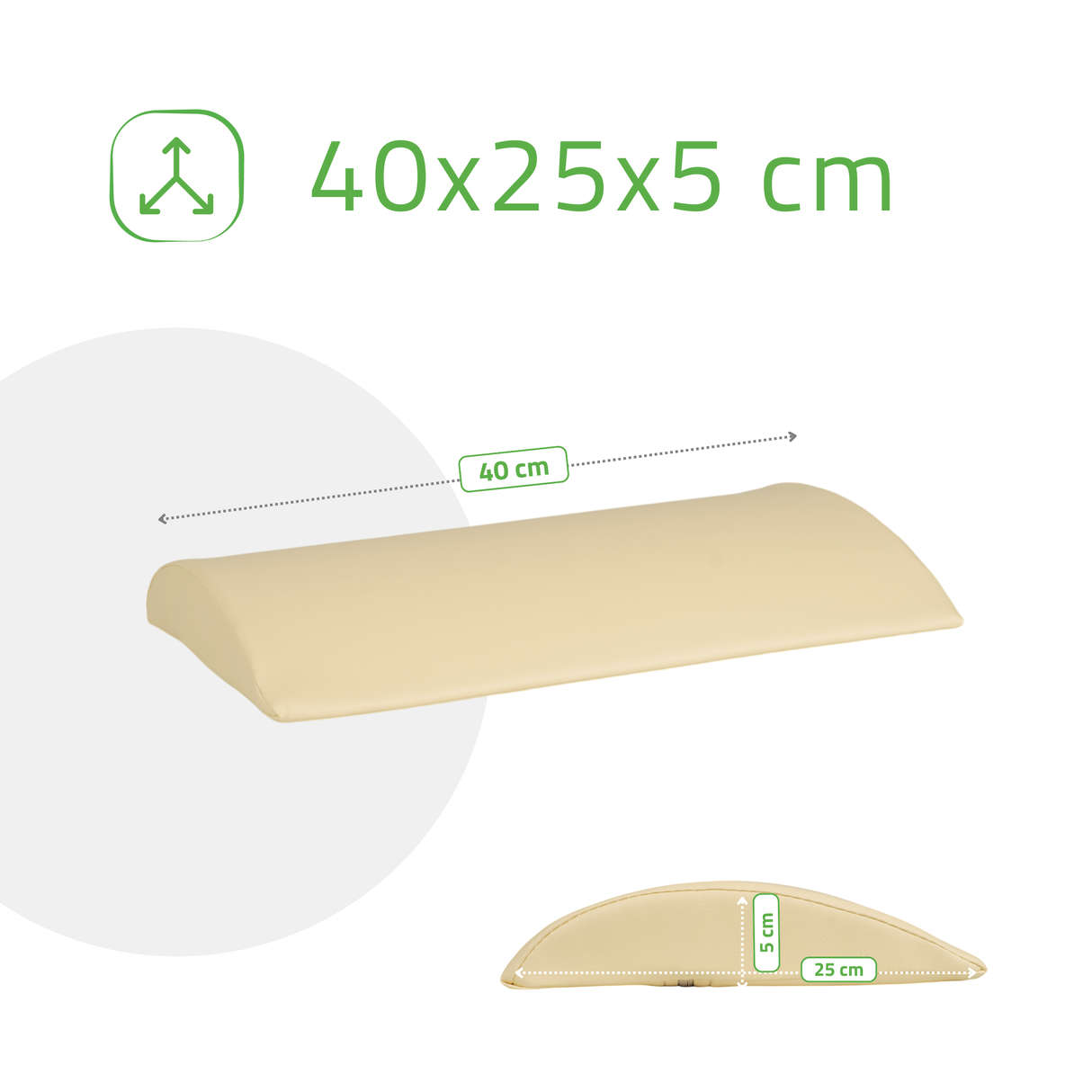 Pernă semi-cilindru de poziționare lombară pentru masaj 40x25x5 cm | Comfy Base