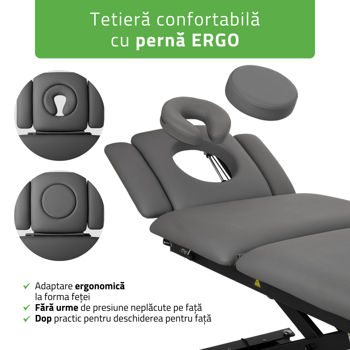 Masă de masaj electrică Evero Cross X5 Ergo | 5 segmente | Cadru de control | Gri | 3 ani garanție