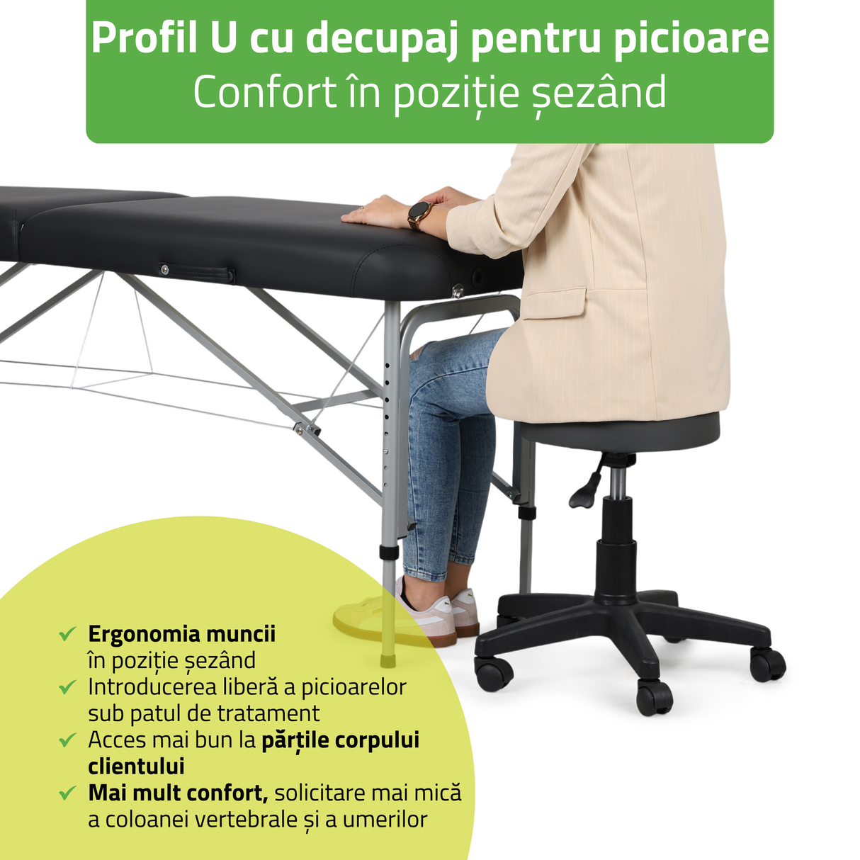 Masă de masaj pliabilă Vera | Pat cosmetică Alb / Negru