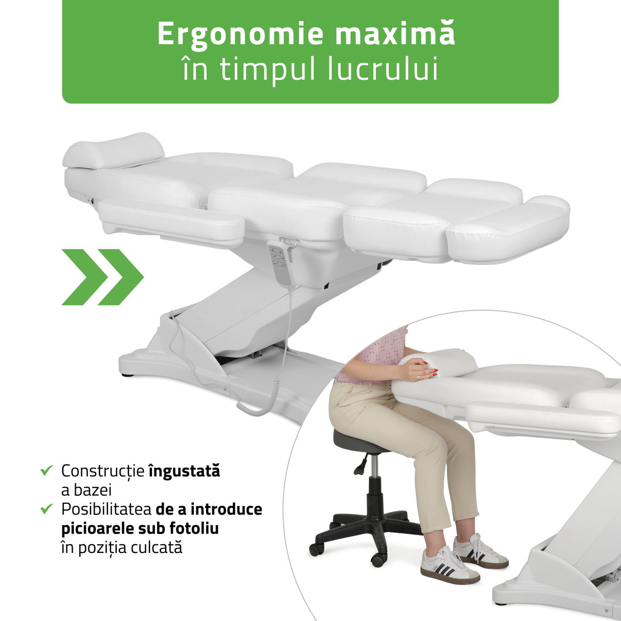 Fotoliu cosmetic, electric Elara PRO 4 | Telecomandă manuală