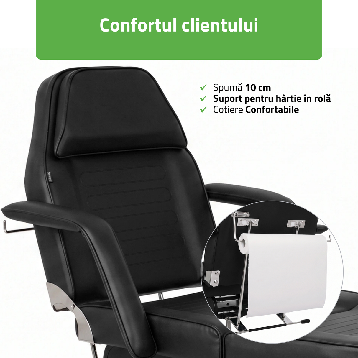 Fotoliu cosmetică Alora | Sistem de Reglare a înălțimii Hidraulic