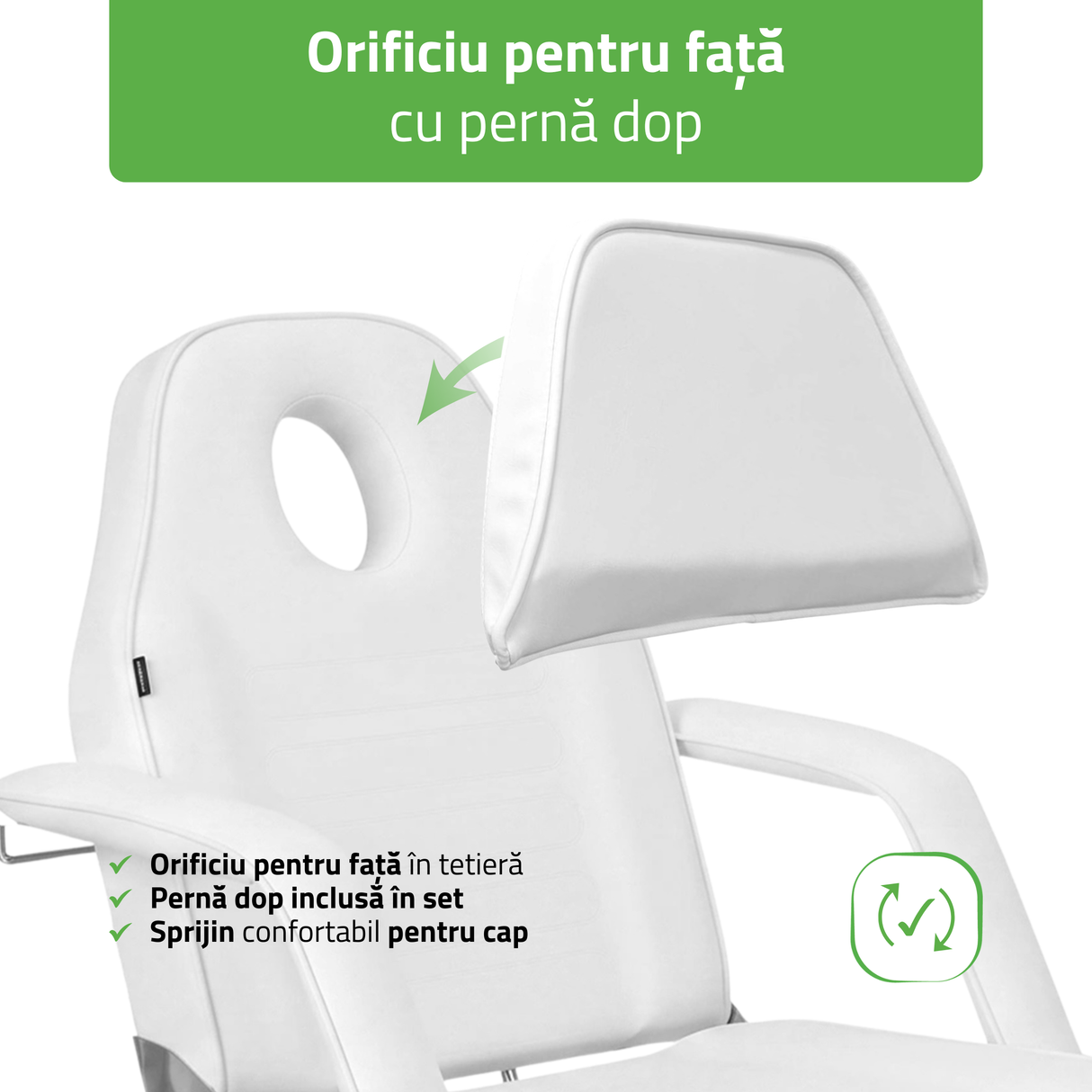 Fotoliu cosmetică Alora | Sistem de Reglare a înălțimii Hidraulic