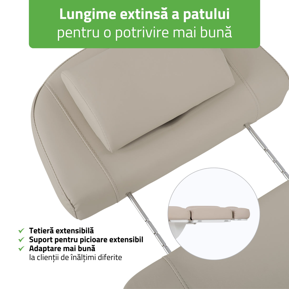Fotoliu cosmetic electric TAVIA | Telecomandă manuală | 3 motoare | 3 ani garanție!