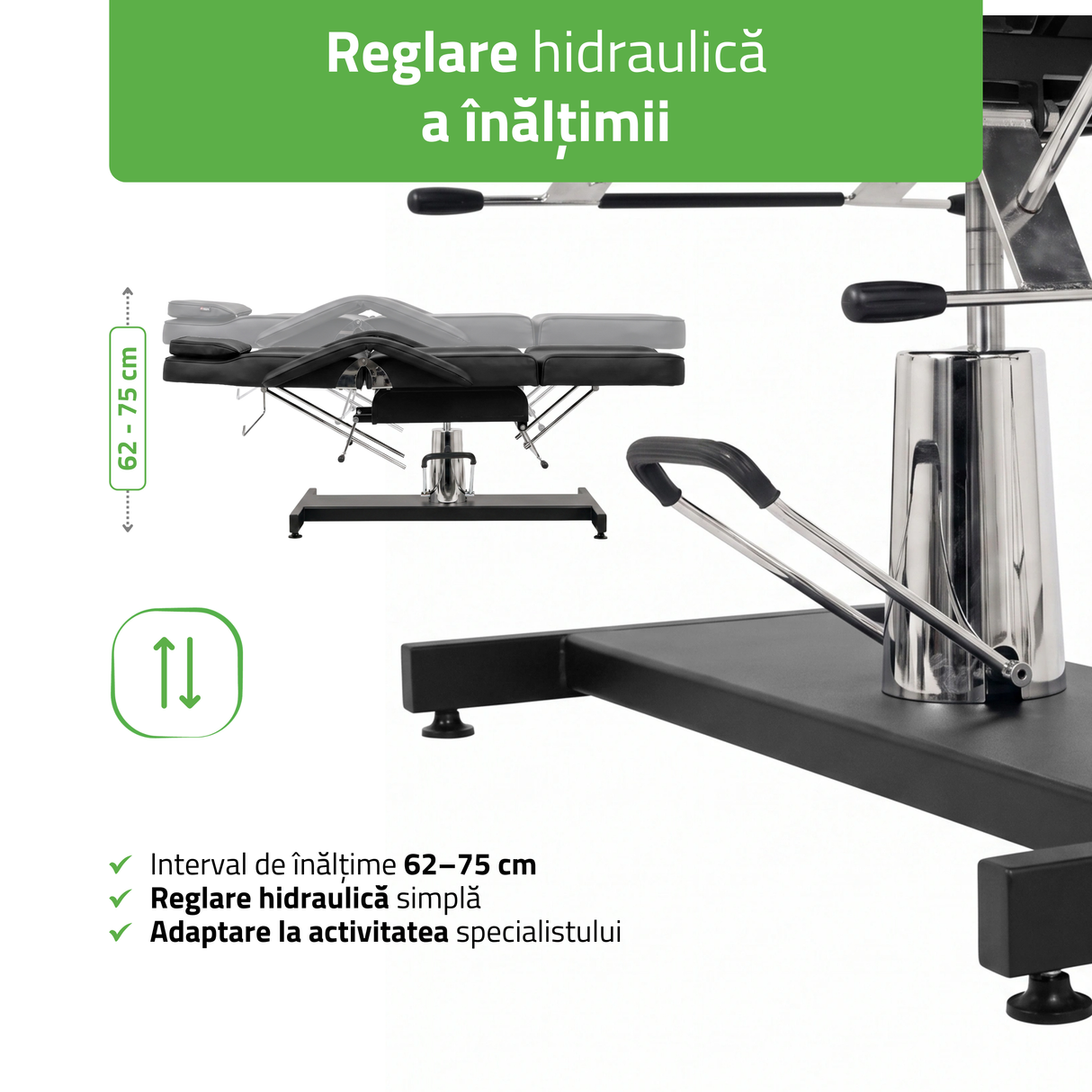 Fotoliu cosmetică Alora | Sistem de Reglare a înălțimii Hidraulic