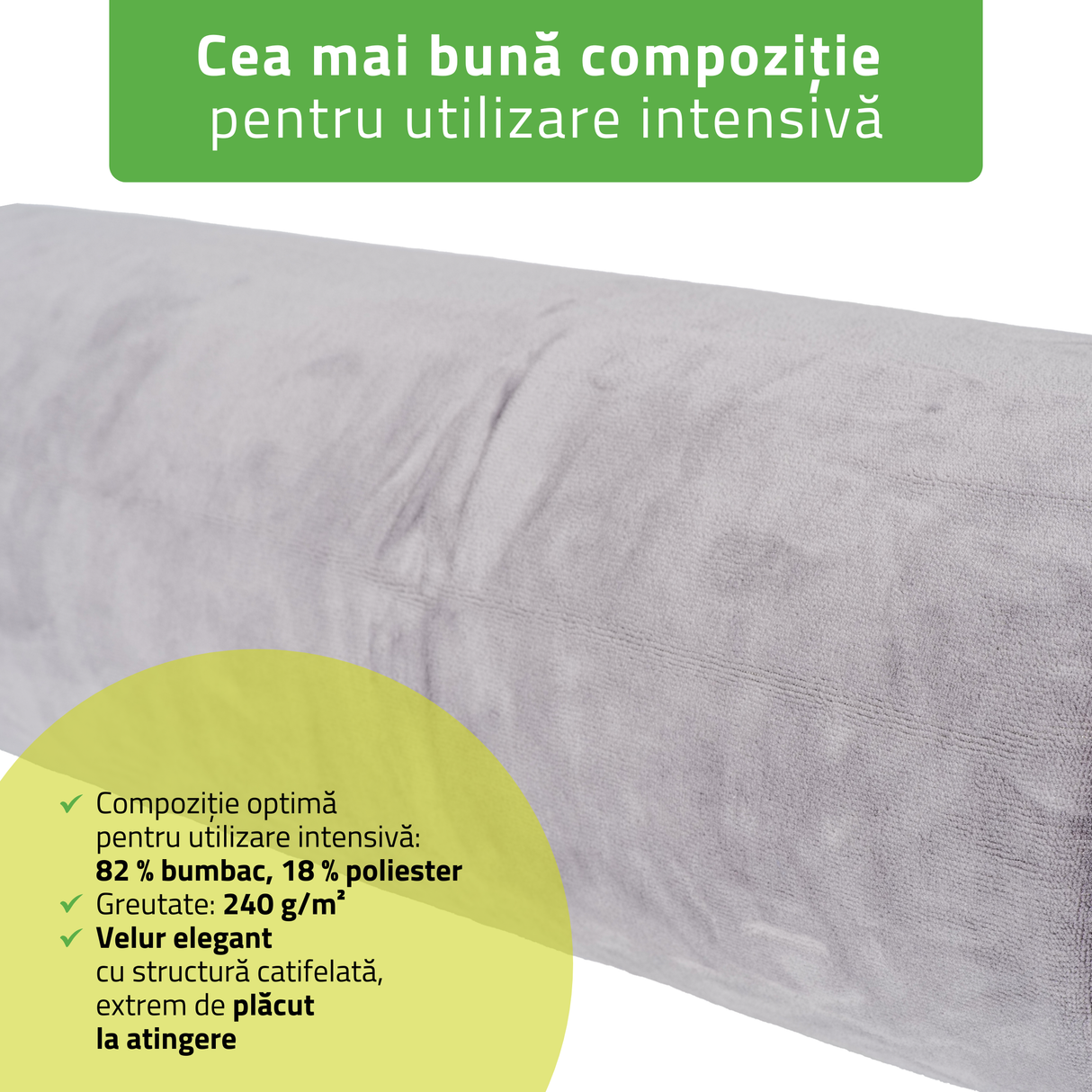 Husă din Velur cu elastic pentru cilindru, rolă de poziționare | 15x60 cm