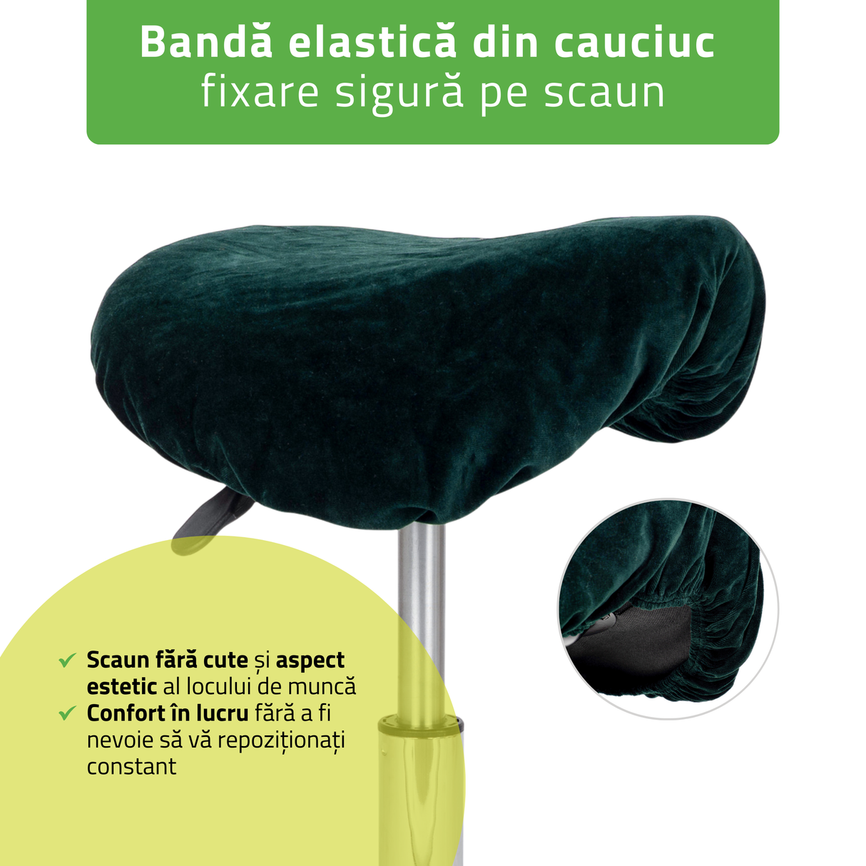 Husă din material Velur pentru Taburet | Scaun cu roți | Diametru 34-40 cm