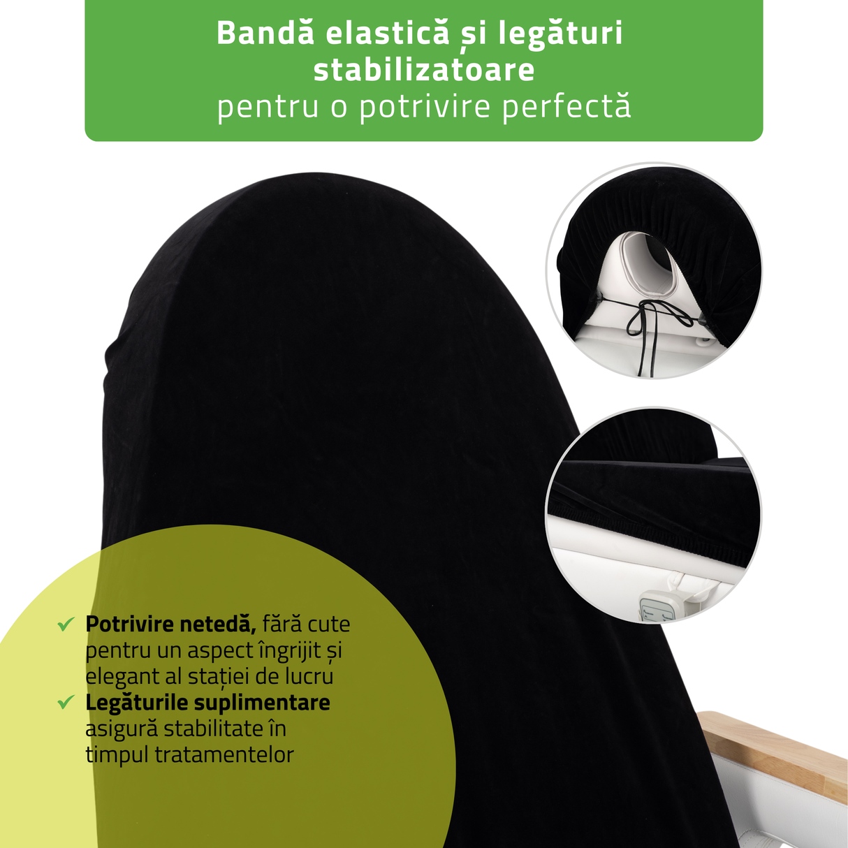 Husă din velur cu elastic și șnururi pentru Fotoliu de cosmetică
