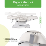 Fotoliu cosmetic electric | LARIS | Scaun cosmetic cu reglare a înălțimi electrică | 1 motor | Telecomandă Manuală | 3 ani garanție!