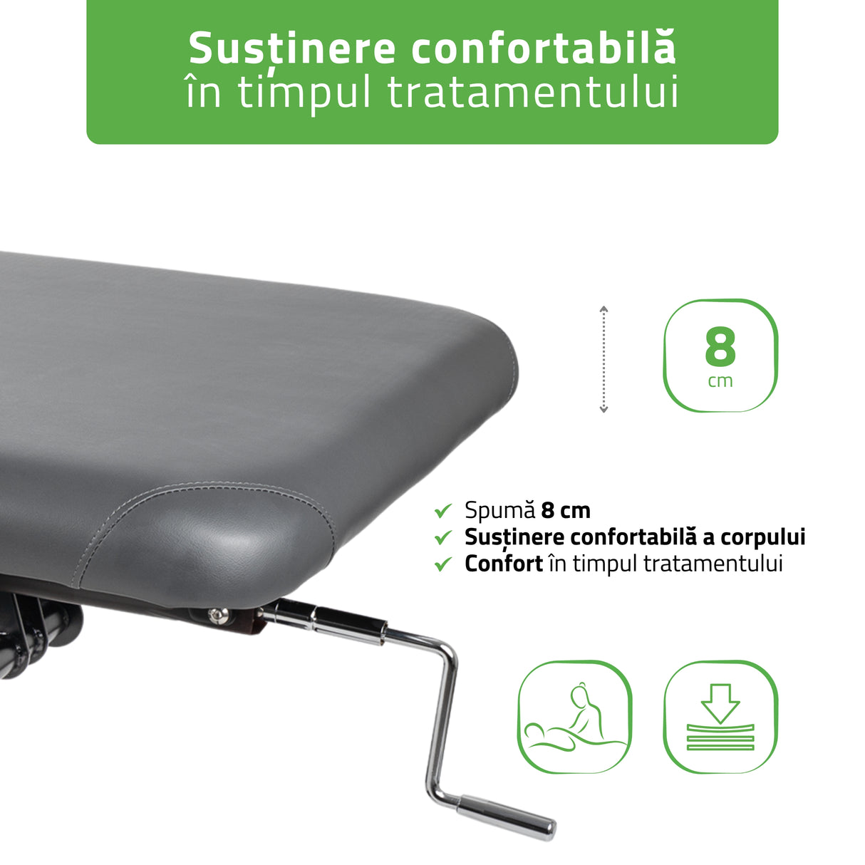 Masă de masaj fixă Vigo 2 | Pat de masaj fix |  2 segmente | Reglare înălțimii manuală prin manivelă | 2 ani garanție!